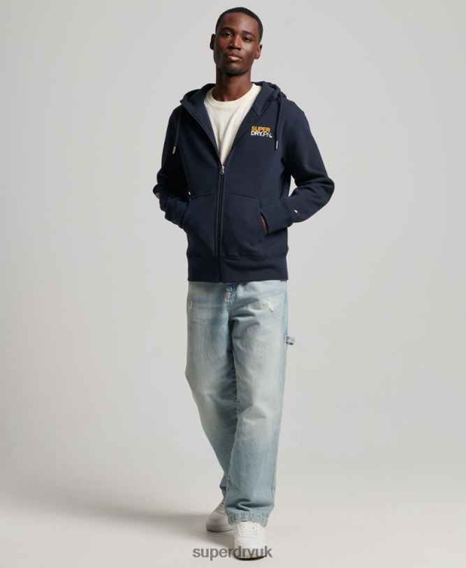 Code Sportswear Zip Hoodie Men Navy Clothing Superdry 66N8N519
