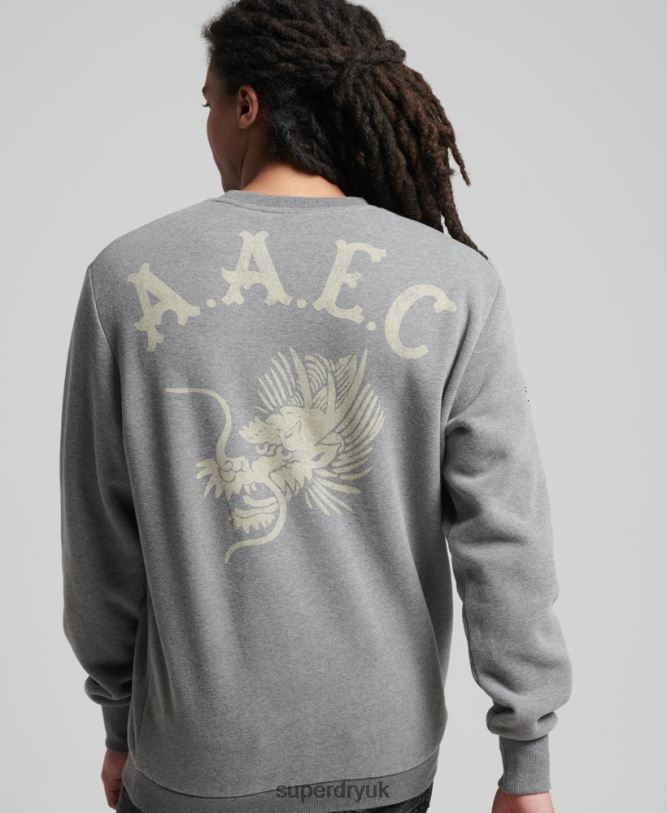 Collegiate Crew Sweatshirt Men Dark Grey Clothing Superdry 66N8N782