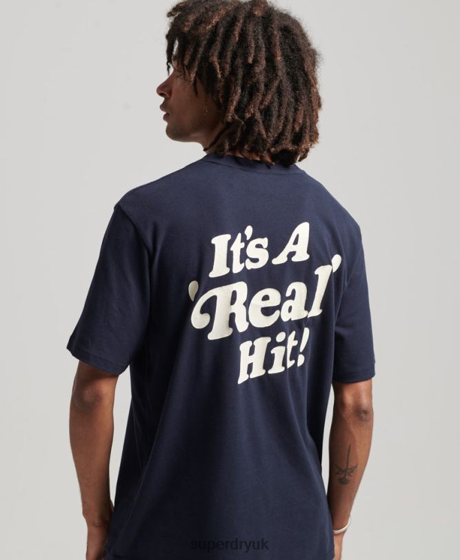 Cooper Retro 70S Graphic T-Shirt Men Navy Clothing Superdry 66N8N4811