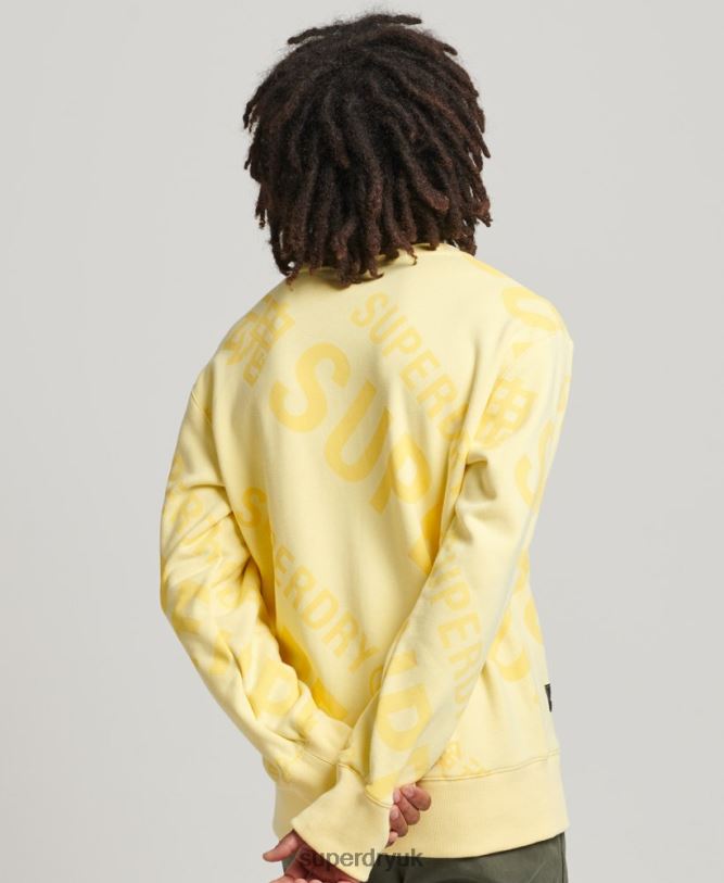 Core Logo All Over Print Crew Sweatshirt Men Yellow Clothing Superdry 66N8N3435