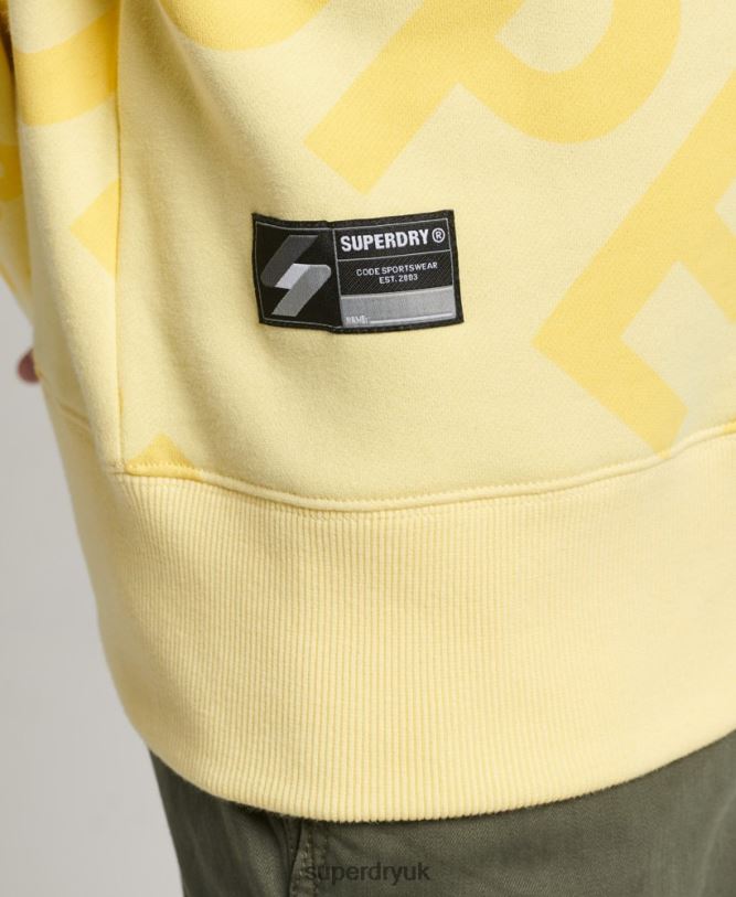 Core Logo All Over Print Crew Sweatshirt Men Yellow Clothing Superdry 66N8N3435