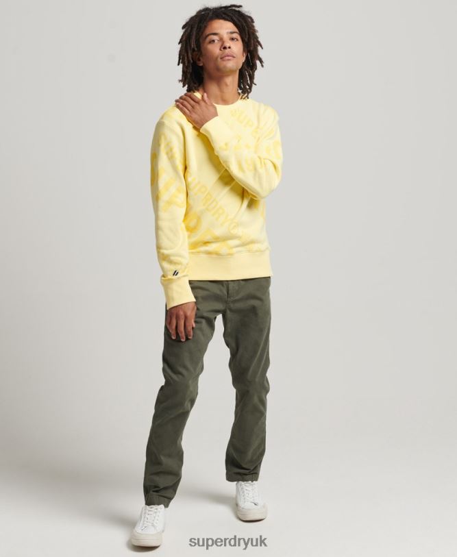 Core Logo All Over Print Crew Sweatshirt Men Yellow Clothing Superdry 66N8N3435