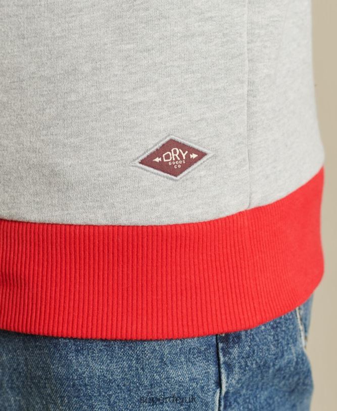 Core Logo American Classic Ringer Crew Sweatshirt Men Grey Clothing Superdry 66N8N5232