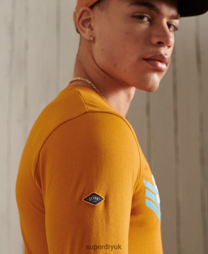 Core Logo Cali Long Sleeved Top Men Gold Clothing Superdry 66N8N6444