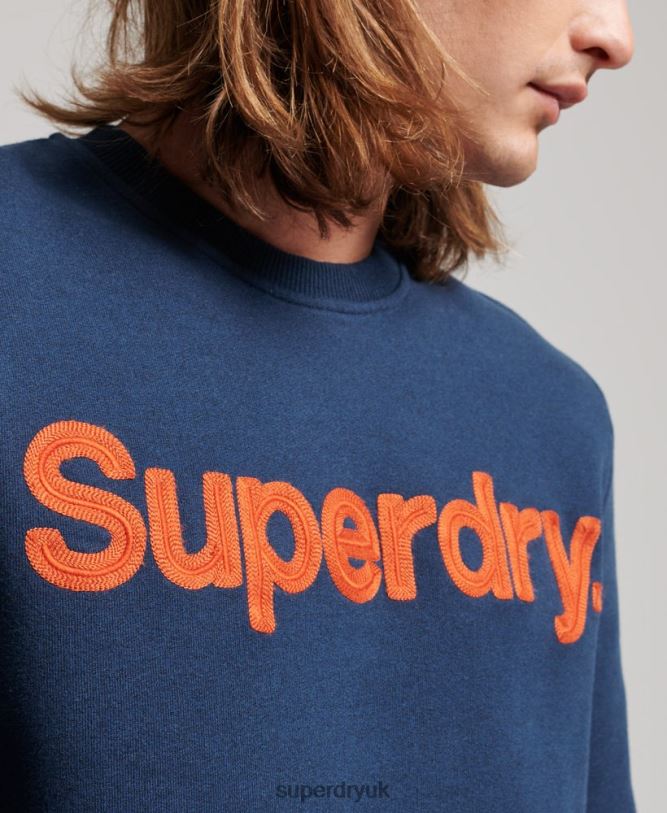 Core Logo Classic Crew Sweatshirt Men Blue Clothing Superdry 66N8N591