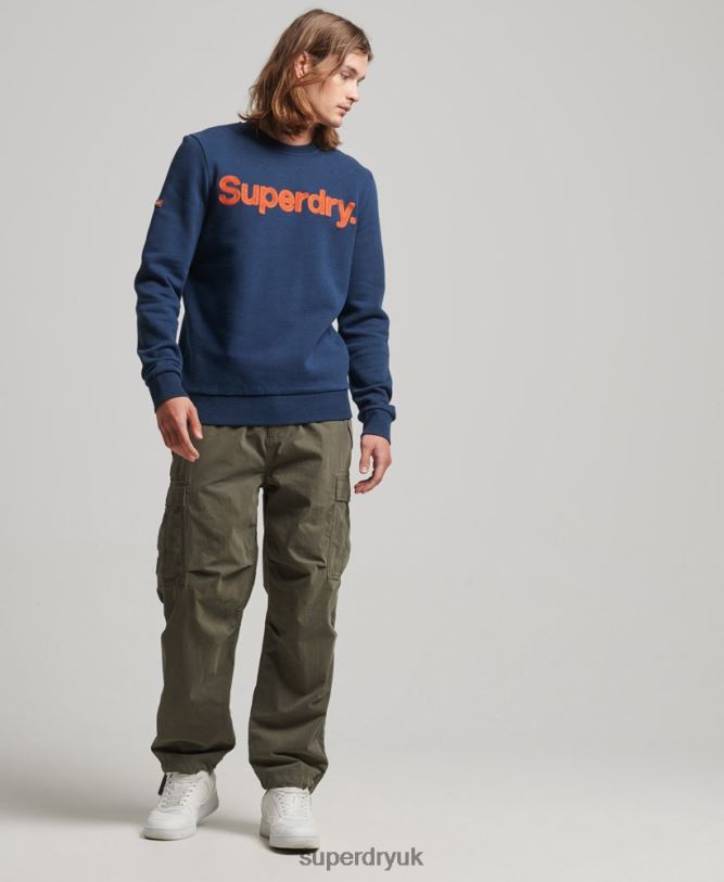 Core Logo Classic Crew Sweatshirt Men Blue Clothing Superdry 66N8N591