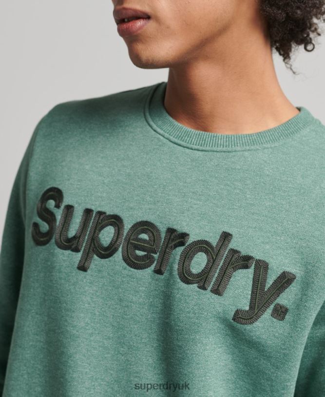 Core Logo Classic Crew Sweatshirt Men Khaki Clothing Superdry 66N8N537