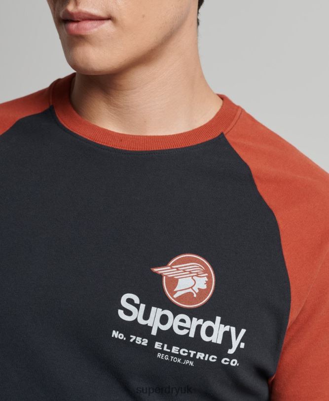 Core Logo Graphic Raglan T-Shirt Men Navy Clothing Superdry 66N8N4842