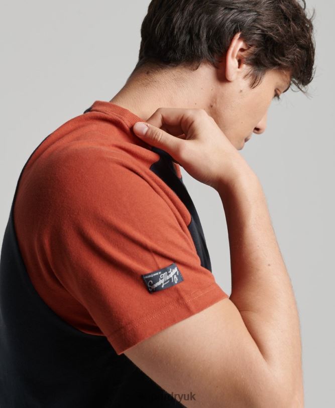 Core Logo Graphic Raglan T-Shirt Men Navy Clothing Superdry 66N8N4842