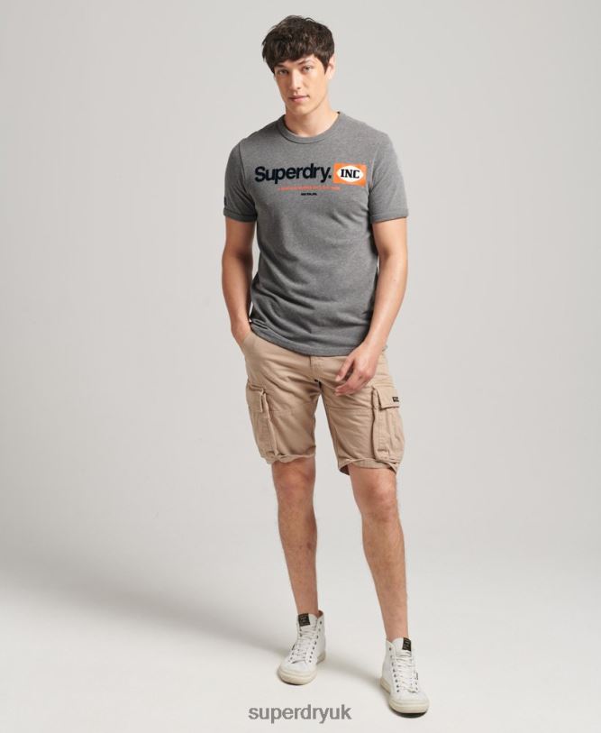 Core Logo Graphic Ringer T-Shirt Men Grey Clothing Superdry 66N8N4912