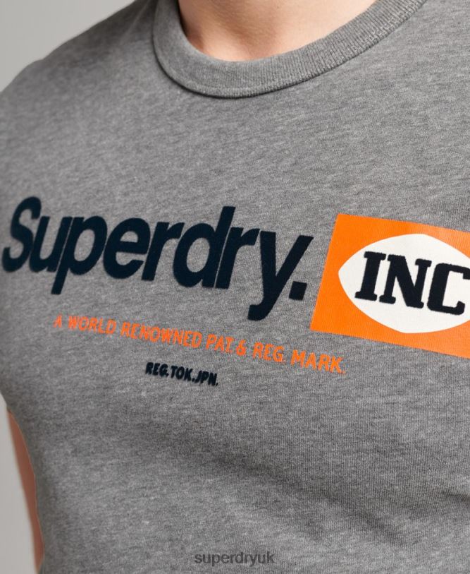 Core Logo Graphic Ringer T-Shirt Men Grey Clothing Superdry 66N8N4912