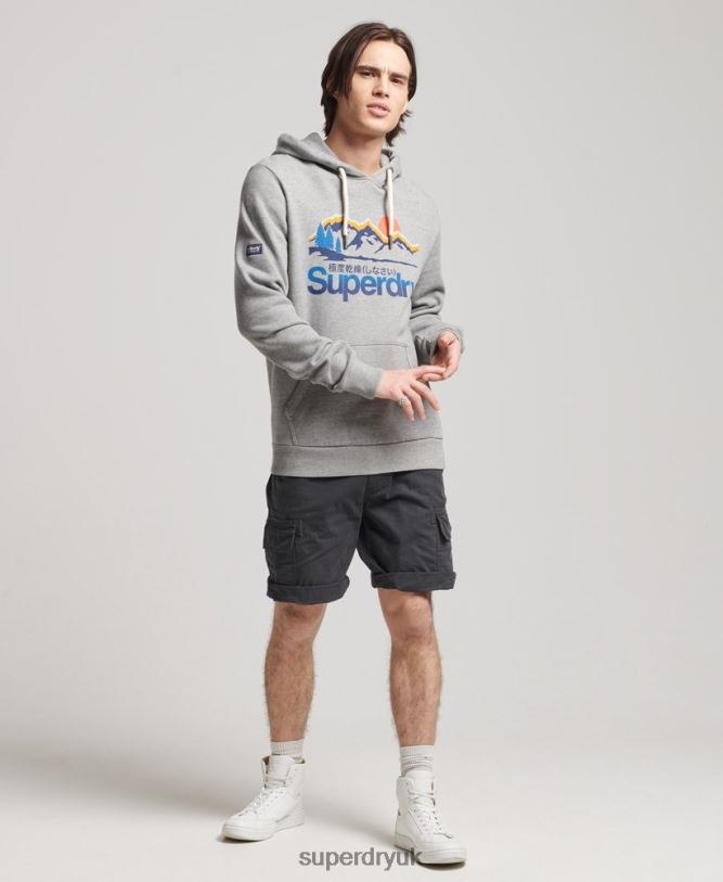 Core Logo Great Outdoors Hoodie Men Light Grey Clothing Superdry 66N8N5129