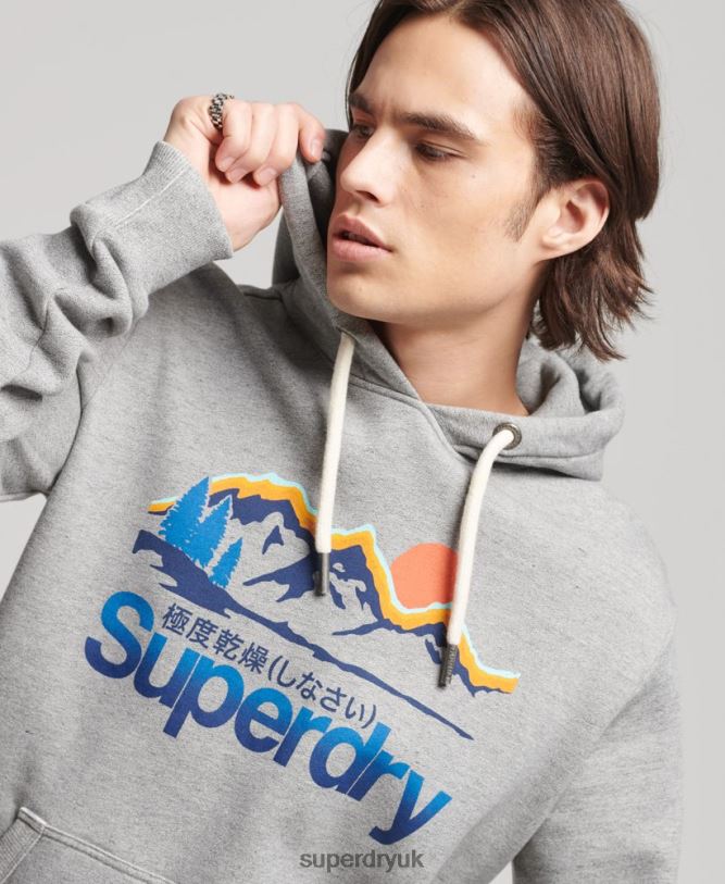Core Logo Great Outdoors Hoodie Men Light Grey Clothing Superdry 66N8N5129