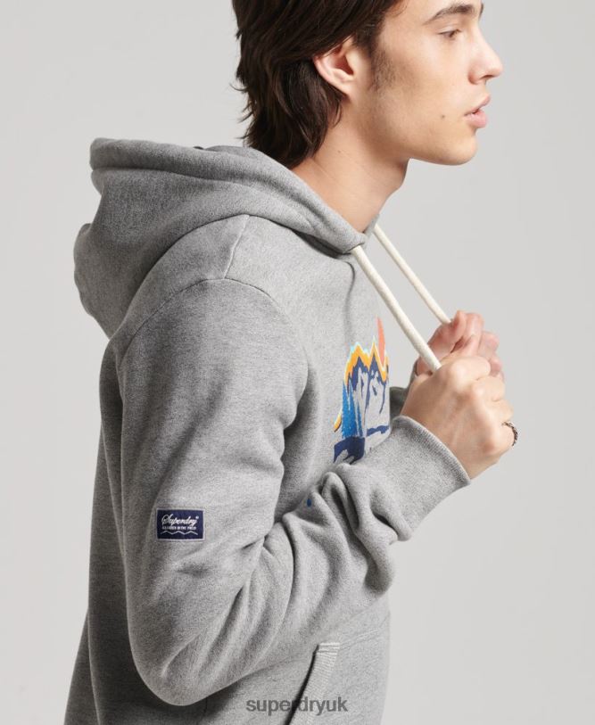 Core Logo Great Outdoors Hoodie Men Light Grey Clothing Superdry 66N8N5129