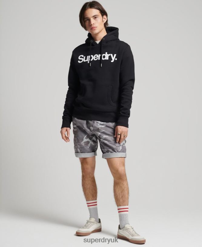 Core Logo Hoodie Men Black Clothing Superdry 66N8N5196