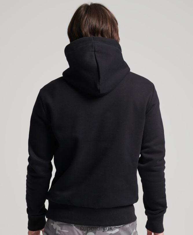 Core Logo Hoodie Men Black Clothing Superdry 66N8N5196