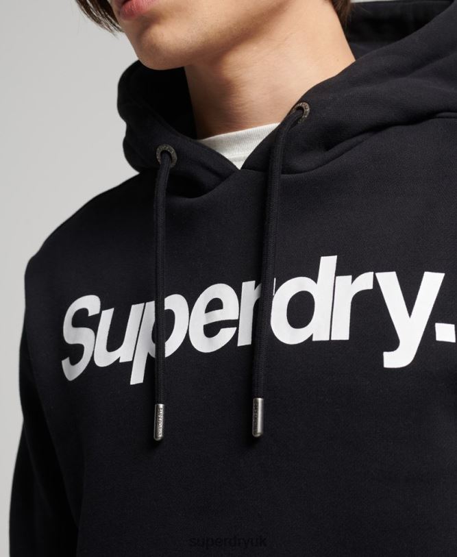 Core Logo Hoodie Men Black Clothing Superdry 66N8N5196