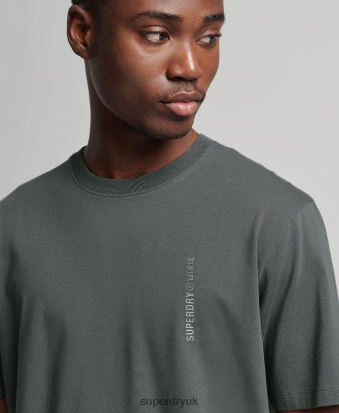 Core Logo Linear Loose T-Shirt Men Green Clothing Superdry 66N8N4977