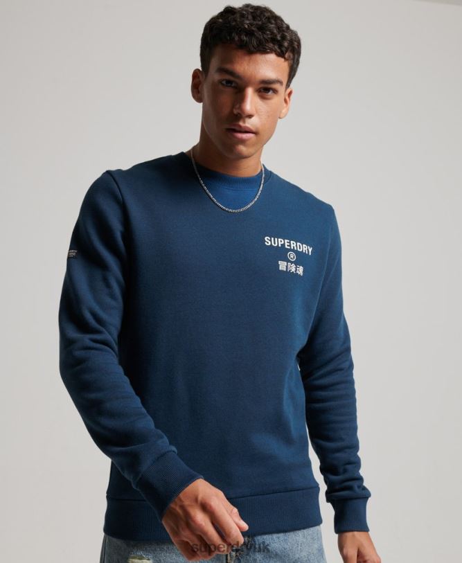 Corporate Logo Marl Crew Sweatshirt Men Blue Clothing Superdry 66N8N847