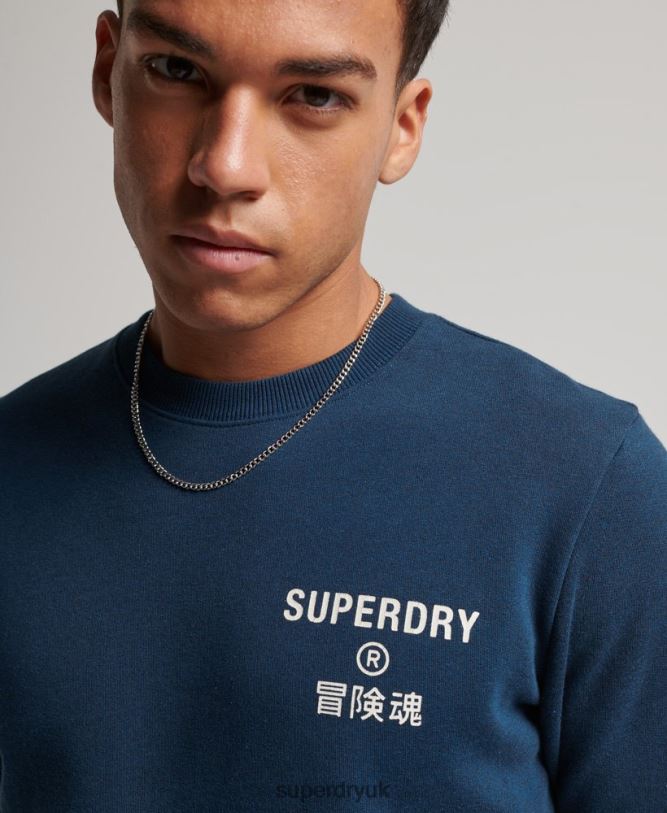 Corporate Logo Marl Crew Sweatshirt Men Blue Clothing Superdry 66N8N847