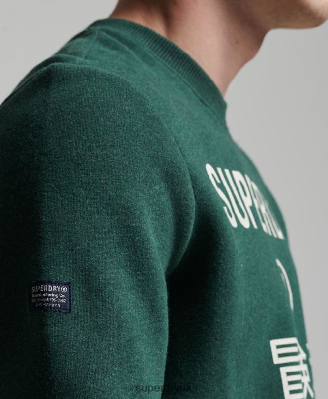 Corporate Logo Marl Crew Sweatshirt Men Green Clothing Superdry 66N8N5102