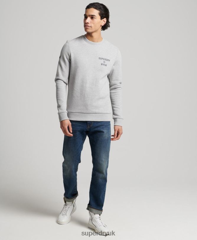 Corporate Logo Marl Crew Sweatshirt Men Grey Clothing Superdry 66N8N5179