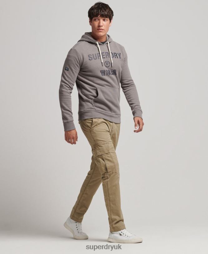 Corporation Logo Marl Hoodie Men Grey Clothing Superdry 66N8N5004