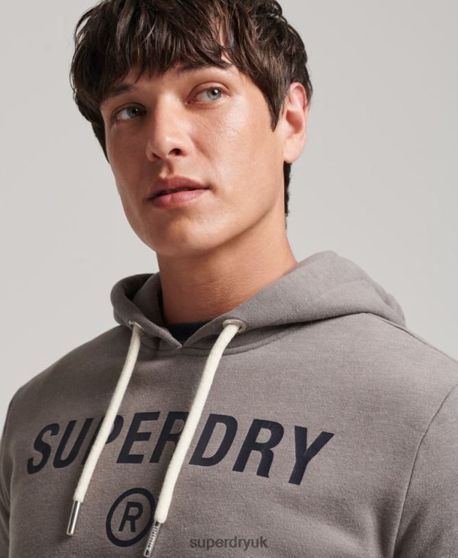 Corporation Logo Marl Hoodie Men Grey Clothing Superdry 66N8N5004