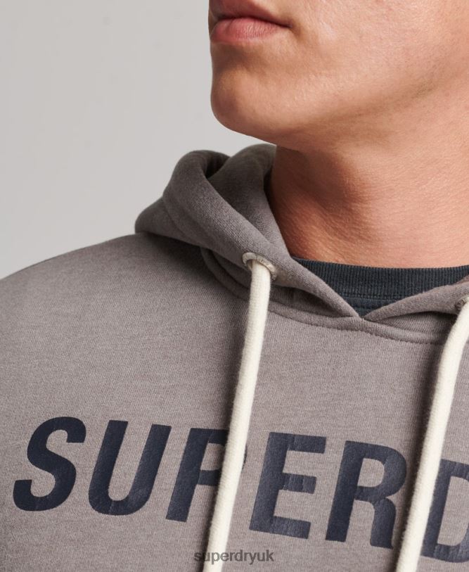 Corporation Logo Marl Hoodie Men Grey Clothing Superdry 66N8N5004