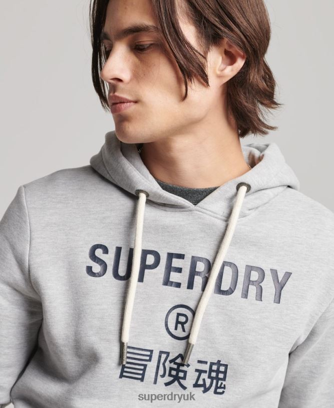 Corporation Logo Marl Hoodie Men Grey Clothing Superdry 66N8N864