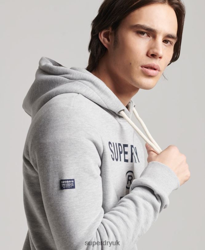 Corporation Logo Marl Hoodie Men Grey Clothing Superdry 66N8N864