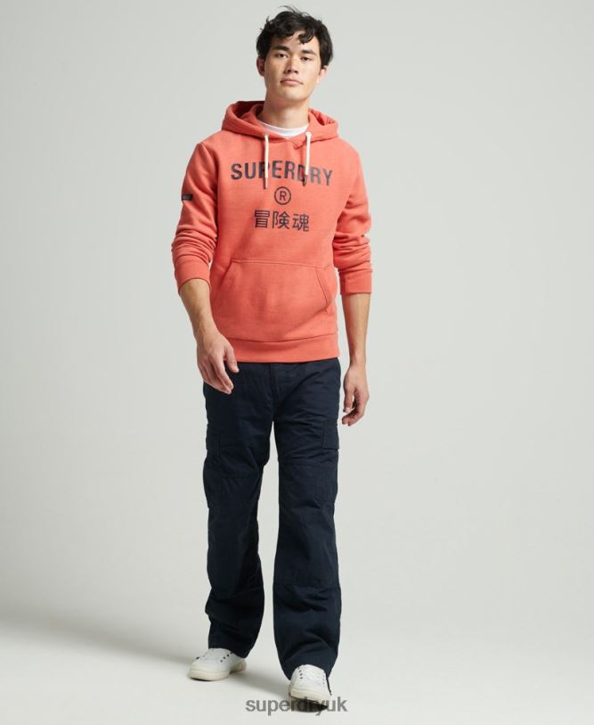 Corporation Logo Marl Hoodie Men Orange Clothing Superdry 66N8N5131