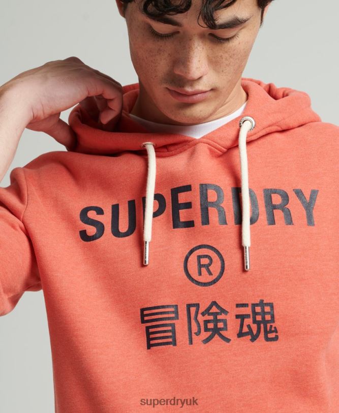 Corporation Logo Marl Hoodie Men Orange Clothing Superdry 66N8N5131