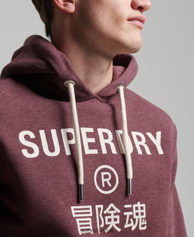 Corporation Logo Marl Hoodie Men Red Clothing Superdry 66N8N5072