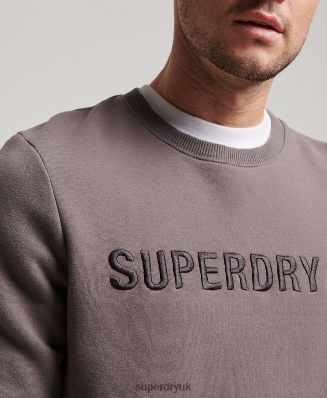 Corporation Logo Work Crew Sweatshirt Men Dark Grey Clothing Superdry 66N8N5203