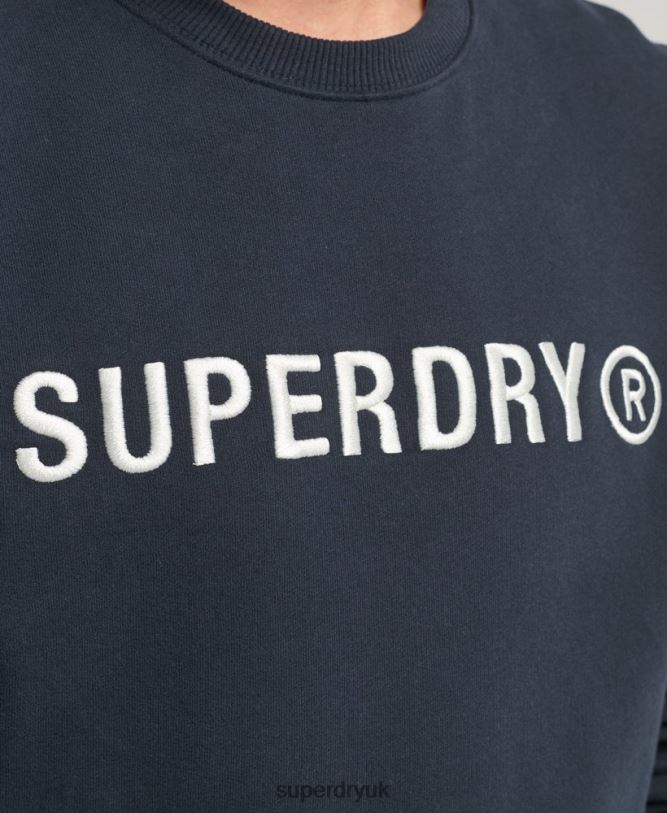 Corporation Logo Work Crew Sweatshirt Men Navy Clothing Superdry 66N8N5061