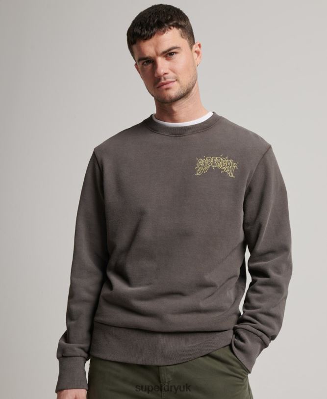 Creatures Crew Sweatshirt Men Dark Grey Clothing Superdry 66N8N565