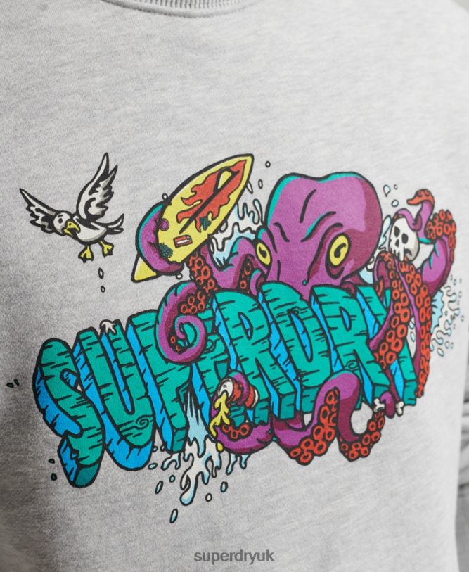 Creatures Crew Sweatshirt Men Light Grey Clothing Superdry 66N8N65