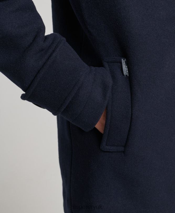 Double Breasted Wool Pea Coat Women Navy Clothing Superdry 66N8N3619