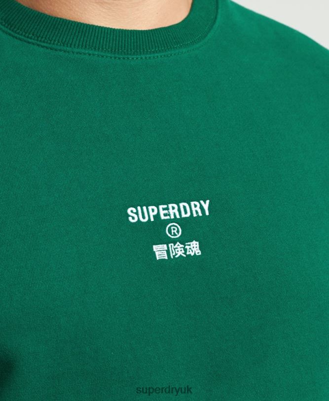 Embroidered Logo Loose Crew Sweatshirt Men Green Clothing Superdry 66N8N877