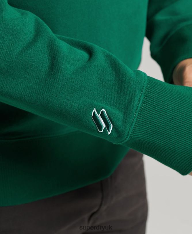 Embroidered Logo Loose Crew Sweatshirt Men Green Clothing Superdry 66N8N877