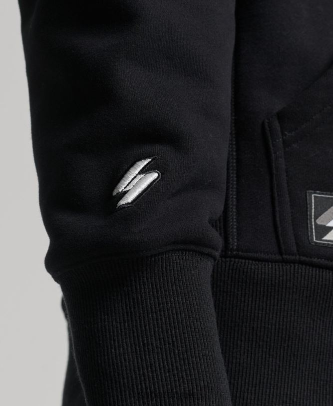 Embroidered Micro Logo Loose Fit Hoodie Men Black Clothing Superdry 66N8N5206