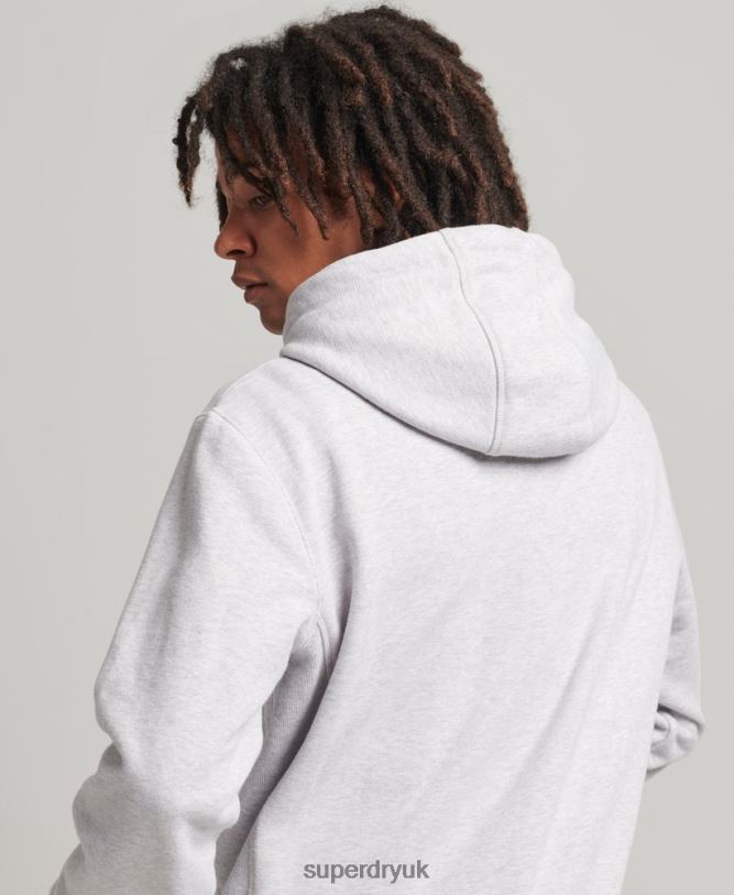 Embroidered Micro Logo Loose Fit Hoodie Men Grey Clothing Superdry 66N8N5113