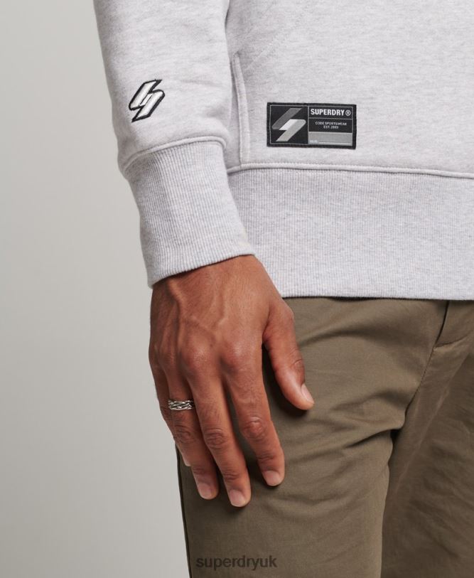 Embroidered Micro Logo Loose Fit Hoodie Men Grey Clothing Superdry 66N8N5113