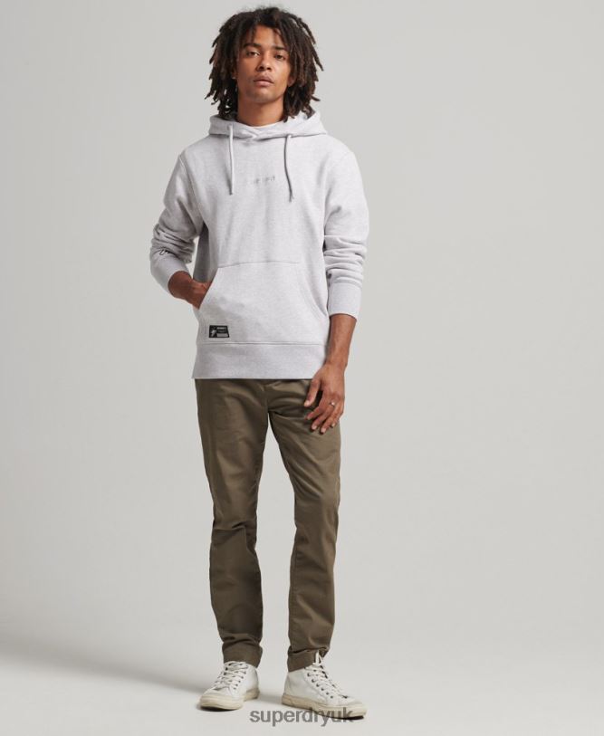Embroidered Micro Logo Loose Fit Hoodie Men Grey Clothing Superdry 66N8N5113