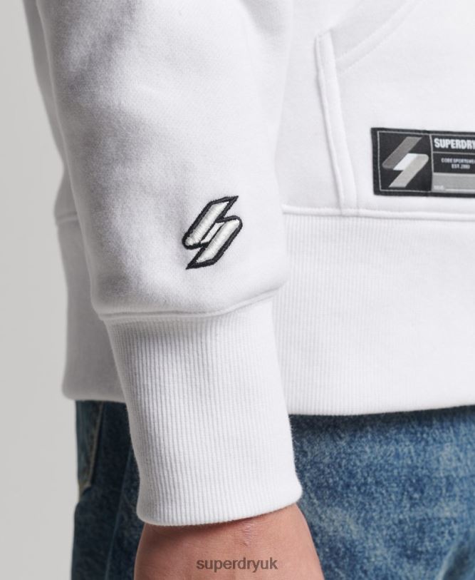 Embroidered Micro Logo Loose Fit Hoodie Men White Clothing Superdry 66N8N5142