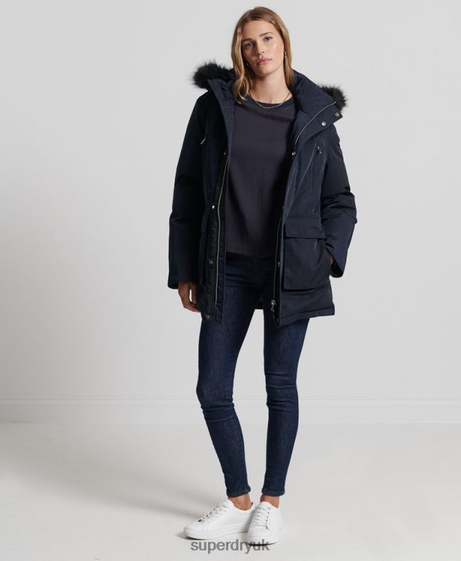 Everest Down Parka Coat Women Navy Clothing Superdry 66N8N5458