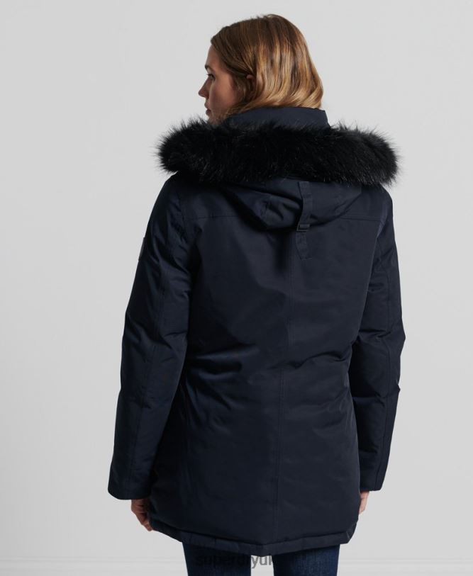 Everest Down Parka Coat Women Navy Clothing Superdry 66N8N5458