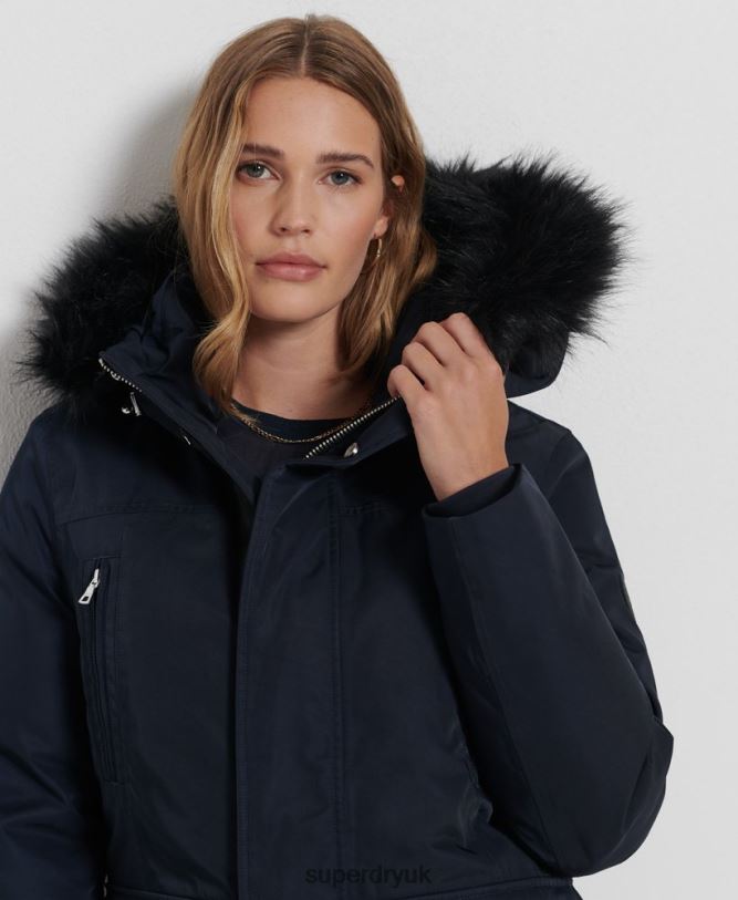Everest Down Parka Coat Women Navy Clothing Superdry 66N8N5458