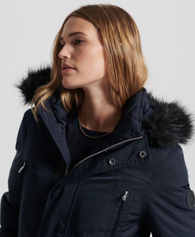 Everest Down Parka Coat Women Navy Clothing Superdry 66N8N5458